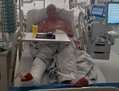 Anne Couser Alan Couser pictured recovering in hospital.