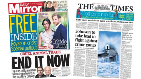 Daily Mirror and Times front pages