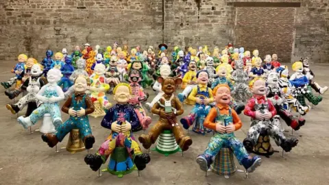 Whimsical Lush Oor Wullie Dundee sculptures