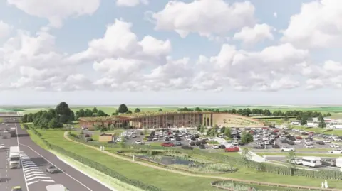 An artist's impression of the proposed Vale of York motorway service station. 