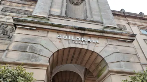 Derby City Council The entrance of the Guildhall Theatre in Derby 