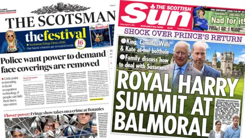 The Scotsman and Scottish Sun front pages