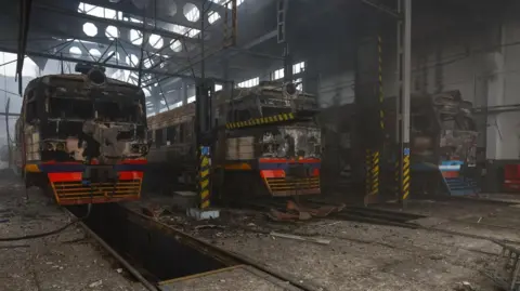 Reuters destroyed trains in Fastiv