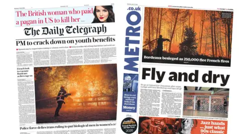 Newspaper headlines: Youth benefits 'crack down' and 'Fly and dry'