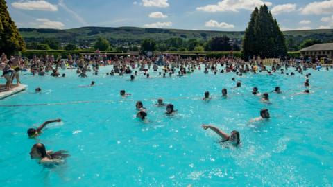 People swimming in the lido