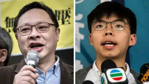 Getty Images Pro-democracy leaders Joshua Wong (left) and Benny Tai (right) were among those sentenced for the coup on Tuesday.