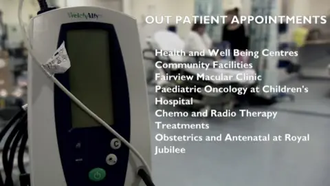 Graphic showing where outpatient appointments are still available on day of strike by health workers