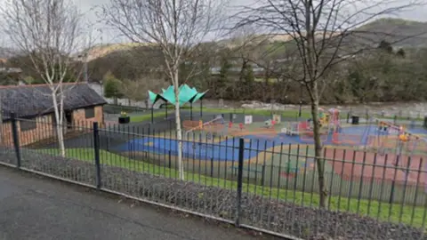 A google maps screengrab of riverside playpark