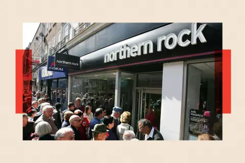Getty Images The queues outside branches of Northern Rock