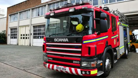 PA/ Rui Vieira A Warwickshire Fire and Rescue Service appliance parked outside the Brigade's headquarters in Leamington Spa