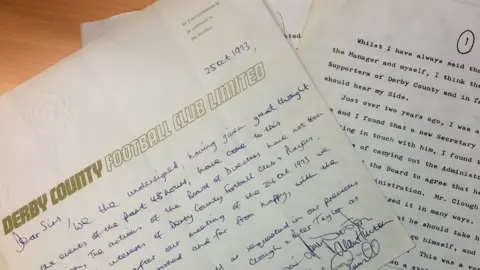 Hansons Letters about Brian Clough and Derby County