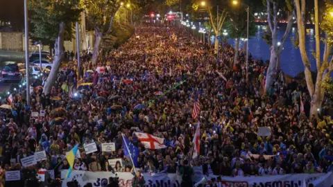 Getty Images Thousands march in the capital