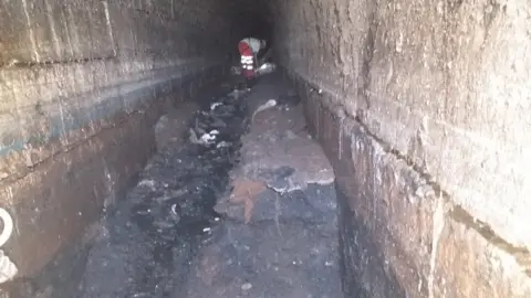 South West Water The sewer during the fatberg removal