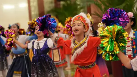 Getty Images Chinese performers welcome African leaders at the Focac summit banquet in Beijing, China - Thursday 4 September 2024