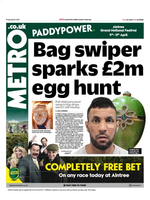  “Bag swiper sparks £2m egg hunt”.