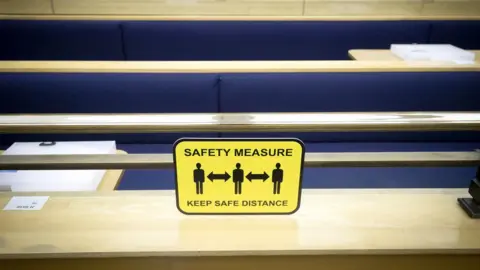 PA Media A safety sign in a court