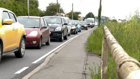 Traffic jam on A120 in Essex