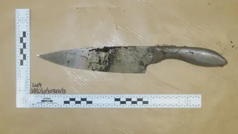 Police A knife found after the stabbing of Ramarni Crosby