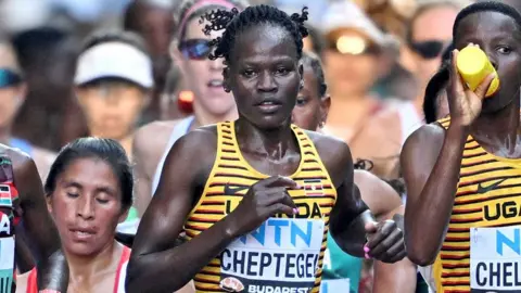 Reuters Rebecca Cheptegei competes in the Women’s Marathon – National Athletics Centre, Budapest, Hungary – August 26, 2023