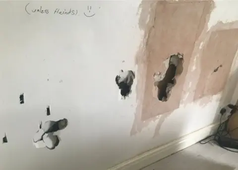 Family photo Plastered holes
