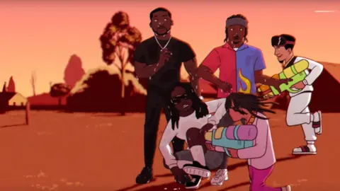 Donald Glover/YouTube Meek Mill, Pusha T and Lil Wayne being squirted by Rae Sremmurd
