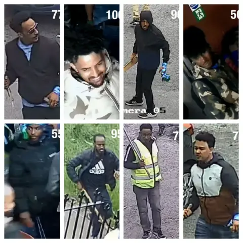 Handout CCTV images of another eight men police want to trace.