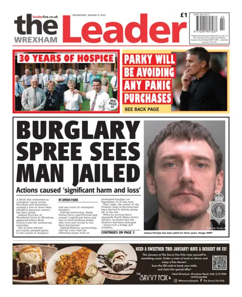 The Wrexham Leader The front page of the Wrexham Leader 