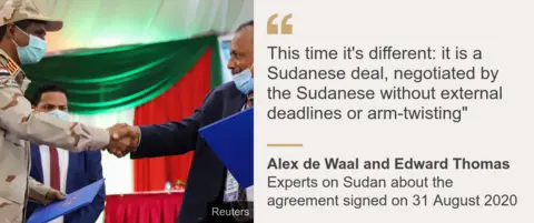 Quote card: Alex de Waal and Edward Thomas: "This time it's different: it is a Sudanese deal, negotiated by the Sudanese without external deadlines or arm-twisting"