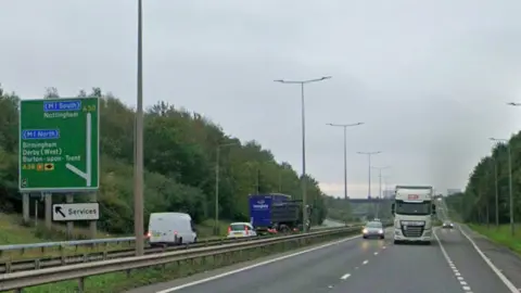 A Google Streetview image of the A50 in Derbyshire 