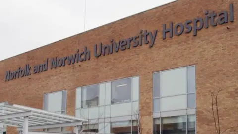 The outside of the Norfolk and Norwich University Hospital.