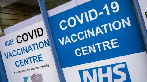 Getty Images Sign for Covid vaccination centre