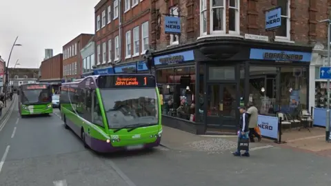 Google Buses in Ipswich town centre