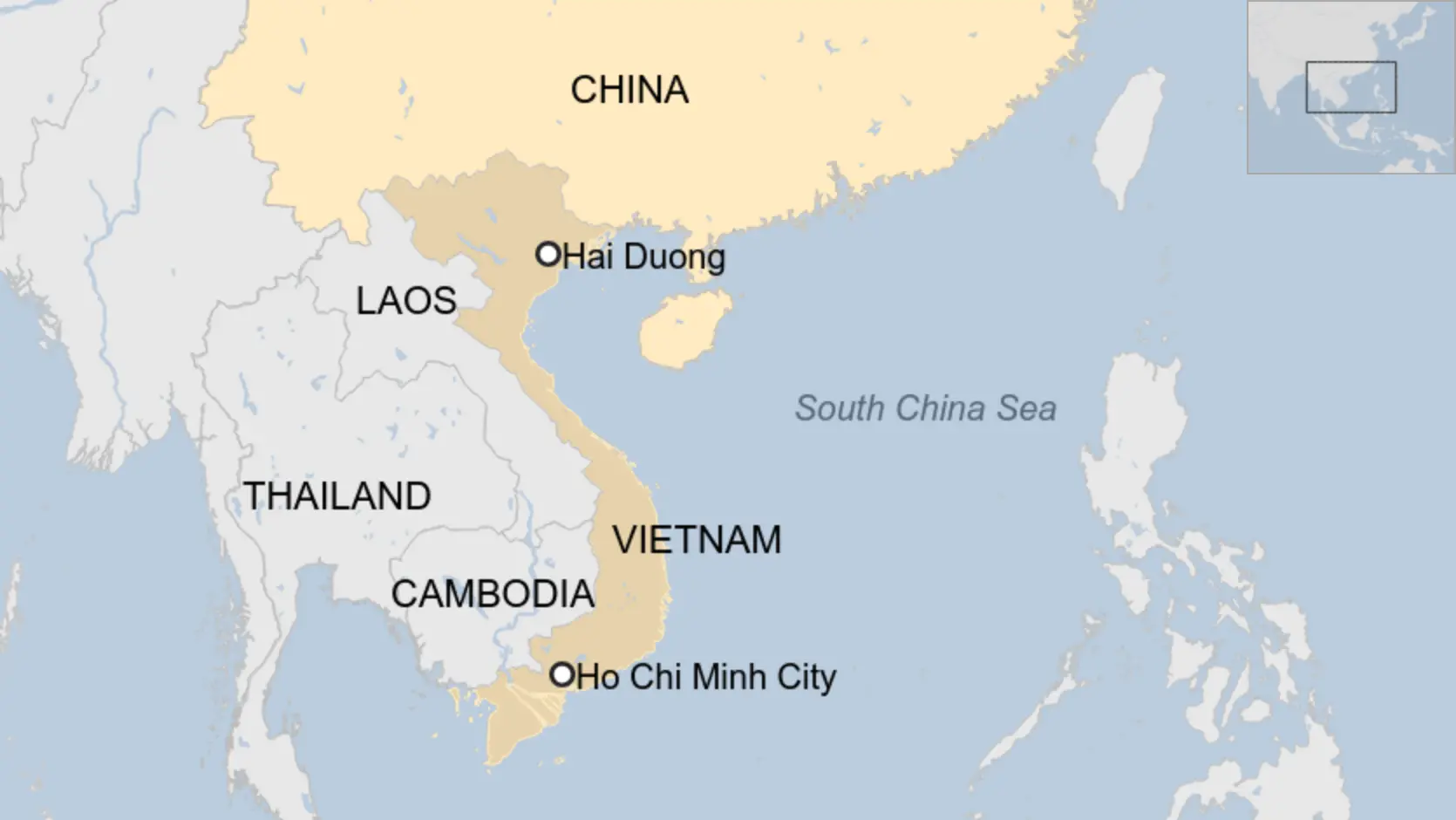 BBC Map of Vietnam and China