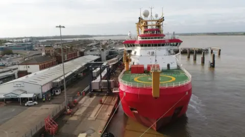 The RRS Sir David Attenborough at Harwich