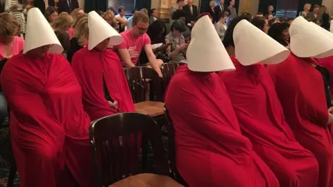 Jo Ingles, Ohio Public Radio/TV Statehouse News Handmaid's Tale ant-abortion protesters in Ohio (13 June 2017)