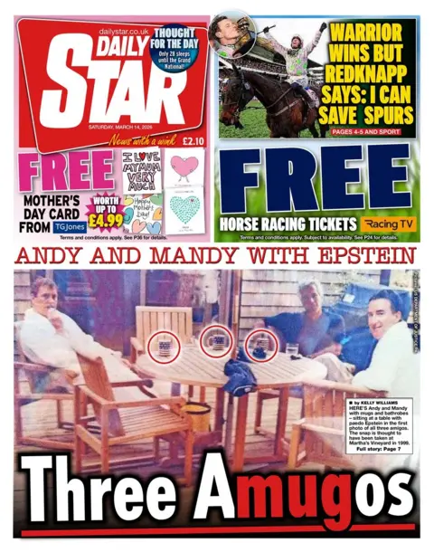 The headline on the front page of the Daily Star reads "Three Amugos".