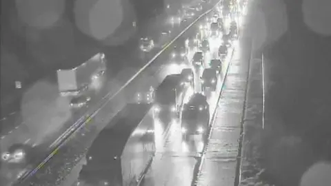 Traffic England Black and white overhead image of the M40 motorway