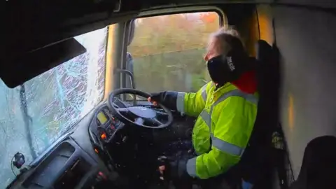 Lorry driver crashing 