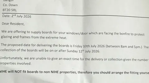 Twitter/X A letter sent to residents in Bangor from the Housing Executive