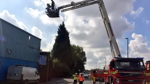 West Midlands Fire Service Hydraulic platform at site