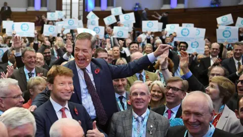 EPA Nigel Farage at a rally with his prospective parliamentary candidates