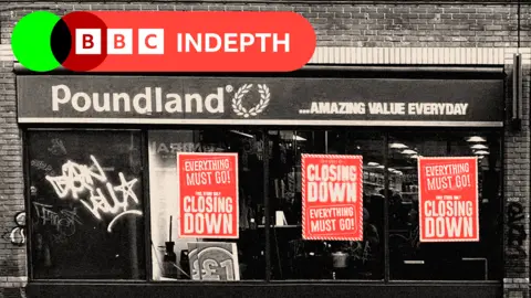 A treated image of a Poundland shop