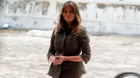 Reuters Melania Trump looks on during a visit to Cape Coast castle, Ghana, October 3, 2018.