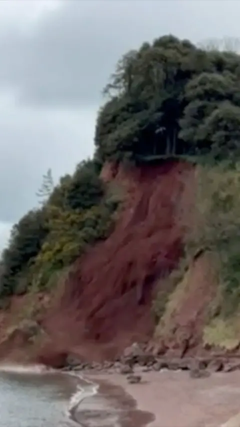 Cliff collapse in Shaldon, Devon