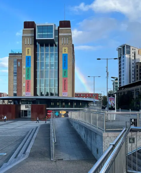 David Everitt The Baltic Centre for Contemporary Art in Gateshead, with a rainbow behind it