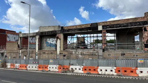 The shell of the former Broadmarsh shopping centre from Middle Hill in Nottingham