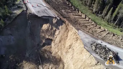 Highway collapsed in Wyoming