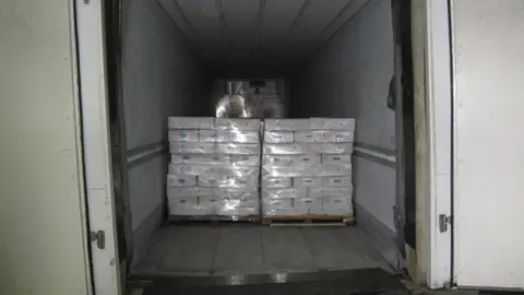 National Crime Agency Pallets in lorry