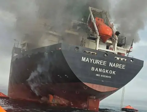 EPA A photo of the Mayuree Naree engulfed in smoke