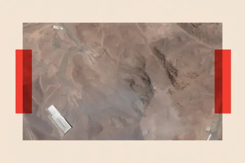 Reuters Satellite image from above showing the Fordow site - it shows clouds of smoke and dust